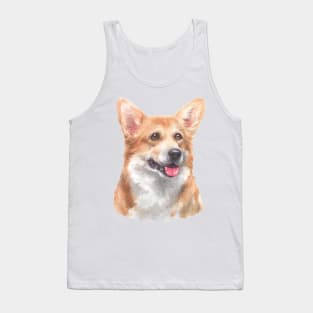 Happy Pembroke Welsh Corgi Watercolor Art Tank Top